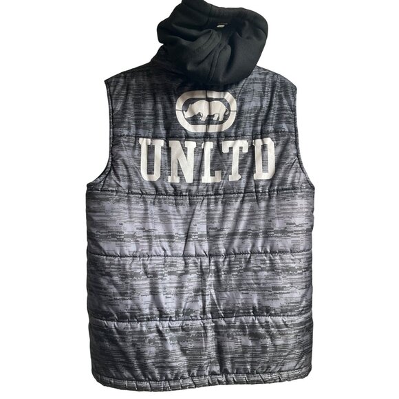 Ecko Unlimited Other - Ecko Unltd Mens  Sz Medium Puffer Vest hooded zip up Y2K St back Logo
